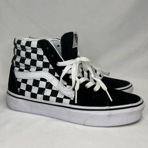 high top checker print vans